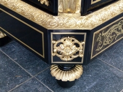 Napoleon III style Boulle style 1 door cabinet in ebonised wood,gilt bronze,black marble and tortoiseshell, France 1870