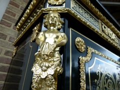 Napoleon III style Boulle style 1 door cabinet in ebonised wood,gilt bronze,black marble and tortoiseshell, France 1870