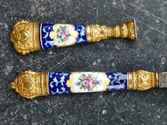 Napoleon III style Briefopener and stamp in gilded bronze and enamel, France,Limoges 1880