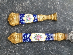 Napoleon III style Briefopener and stamp in gilded bronze and enamel, France,Limoges 1880