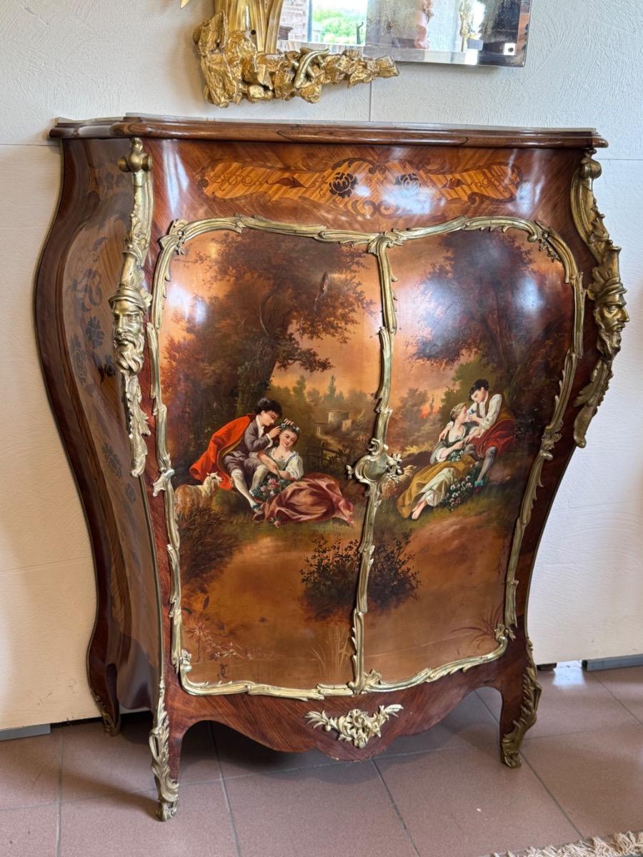 Napoleon III cabinet with vernis matin and Gilded bronze signed by Mercier