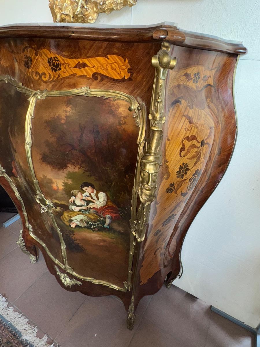 Napoleon III cabinet with vernis matin and Gilded bronze signed by Mercier