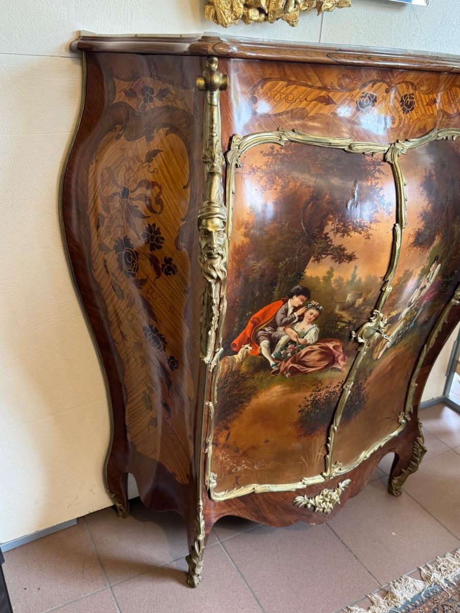 Napoleon III cabinet with vernis matin and Gilded bronze signed by Mercier