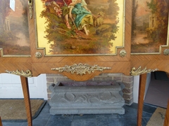 Napoleon III style Cabinet with vernis-matin paintings in different woods and gilded bronze, France 1880