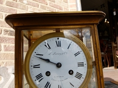 Napoleon III style cage clock by L.Leroy & Cie à Paris in gilded bronze and glass, France 1870