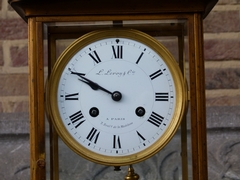 Napoleon III style cage clock by L.Leroy & Cie à Paris in gilded bronze and glass, France 1870