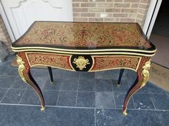 Napoleon III style Card play table with tortoiseshell in Boulle styl in ebonised wood,gilded bronze and tortoiseshell, France 1870