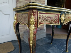 Napoleon III style Card play table with tortoiseshell in Boulle styl in ebonised wood,gilded bronze and tortoiseshell, France 1870