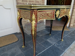 Napoleon III style Card play table with tortoiseshell in Boulle styl in ebonised wood,gilded bronze and tortoiseshell, France 1870