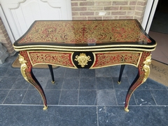 Napoleon III style Card play table with tortoiseshell in Boulle styl in ebonised wood,gilded bronze and tortoiseshell, France 1870