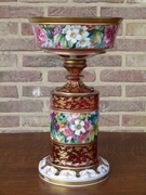 Napoleon III style Centerpiece coupe with flowers and gilded decoration in hand cut crystal, Bohemia 1880