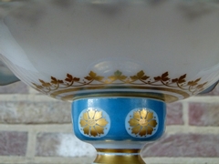 Napoleon III style Centerpiece/coupe in white and turquoise opaline with gold decoration, France 1880