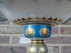 Napoleon III style Centerpiece/coupe in white and turquoise opaline with gold decoration, France 1880