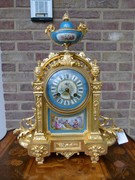 Napoleon III style Clock pendule with Sévres porcelain in gilded bronze, France 1880