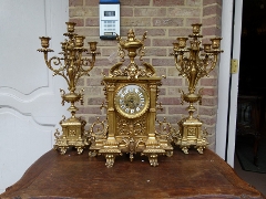 Napoleon III style Clockset  in gilded bronze, France 1880