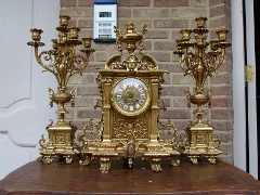 Napoleon III style Clockset  in gilded bronze, France 1880