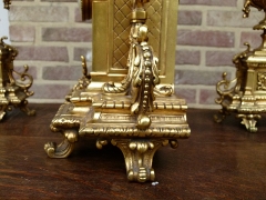 Napoleon III style Clockset  in gilded bronze, France 1880