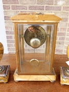 Napoleon III style Clockset with cloisonnée champleuve in gilded bronze,marble and cloisonnée, France 1880