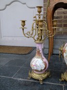 Napoleon III style Clockset with romantic scenes in Sévres porcelain and gilded bronze, France 1880