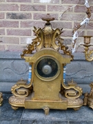 Napoleon III style Clockset with Sevrés porcelain in gilded spelter, France 1880