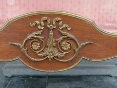 Napoleon III style Display cabinet with curved glass in gilded bronze and mahogany, France 1880