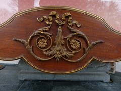 Napoleon III style Display cabinet with curved glass in gilded bronze and mahogany, France 1880