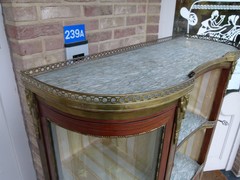 Napoleon III style Display cabinet with curved glass and marble top in mahogany and gilded bronze, France 1880