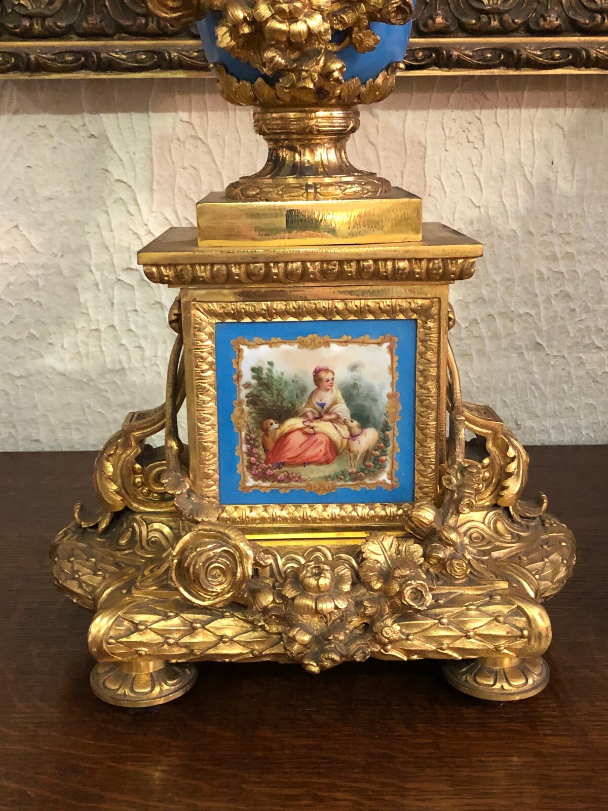 Napoleon III Gilded bronze and Sevres porcelain clockset