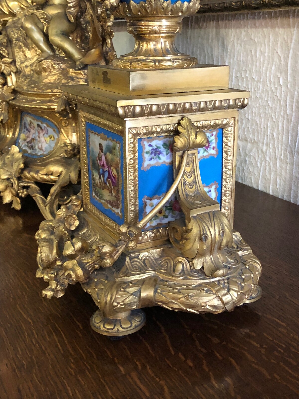 Napoleon III Gilded bronze and Sevres porcelain clockset