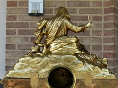 Napoleon III style huge Clock with a woman and child signed by Popon in gilt bronze and sévres porcelain, France 1880