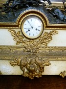 Napoleon III style Huge clockset with hunter in patinated and gilded bronze with white marble, France 1880