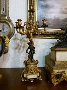 Napoleon III style Huge clockset with hunter in patinated and gilded bronze with white marble, France 1880