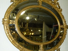 Napoleon III style Huge gilded oval mirror with putto,s, France 1880