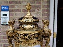 Napoleon III style Huge pair Sévres porcelain vases with romantic scenes in Sévres porcelain and gilded bronze, France 1870