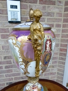 Napoleon III style Huge vase with romantic scene in porcelain and gilded bronze, France 1880