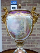 Napoleon III style Huge vase with romantic scene in porcelain and gilded bronze, France 1880