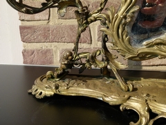 Napoleon III style Make-up mirror with a monkey and cherubs in gilded bronze, France 1870