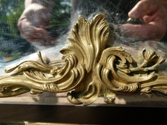 Napoleon III style Make-up mirror with a monkey and cherubs in gilded bronze, France 1870