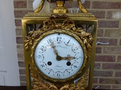 Napoleon III style mantel clock by Emile Colin  in gilded bronze and griot marble, France,Paris 1870