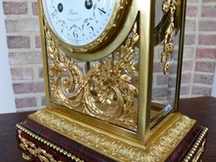 Napoleon III style mantel clock by Emile Colin  in gilded bronze and griot marble, France,Paris 1870