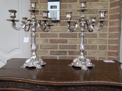 Napoleon III style Pair solid 925 silver candelabra Weight 2083 gr. 1880