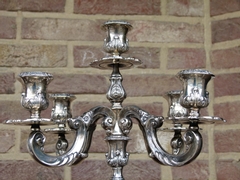 Napoleon III style Pair solid 925 silver candelabra Weight 2083 gr. 1880