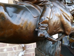 Napoleon III style Sculpture by I. Bonheur of a jockey in patinated bronze, France 1870