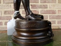 Napoleon III style Sculpture by S.Kinsburger of a man with a violin in patinated bronze, France 1890