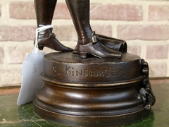 Napoleon III style Sculpture by S.Kinsburger of a man with a violin in patinated bronze, France 1890