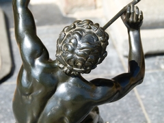 Napoleon III style Sculpture of a man with a flute by E.Lequesne in patinated bronze with foundry stamp of Susse freres, France 1870