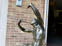 Napoleon III style Sculpture of a man with a flute by E.Lequesne in patinated bronze with foundry stamp of Susse freres, France 1870