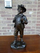 Napoleon III style Sculpture of a pipe smoking boy signed by Melane in patinated bronze, France 1880