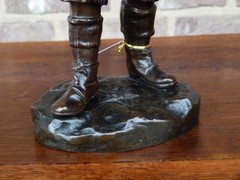 Napoleon III style Sculpture of a pipe smoking boy signed by Melane in patinated bronze, France 1880