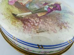 Napoleon III style Sévres porcelain box with romantic scene in park in porcelain, France,Sévres 1880